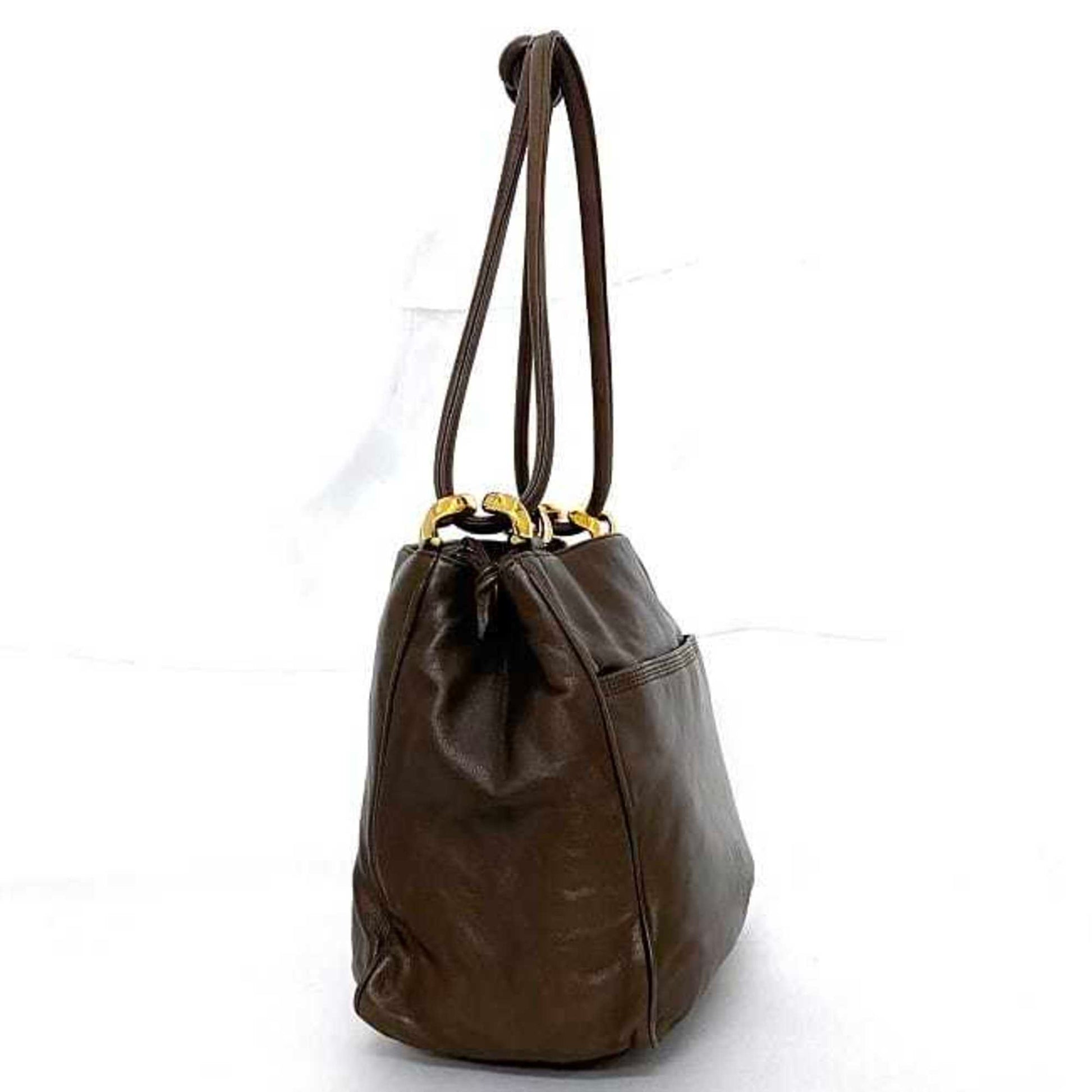 Loewe, Brown, Leather, shoulder