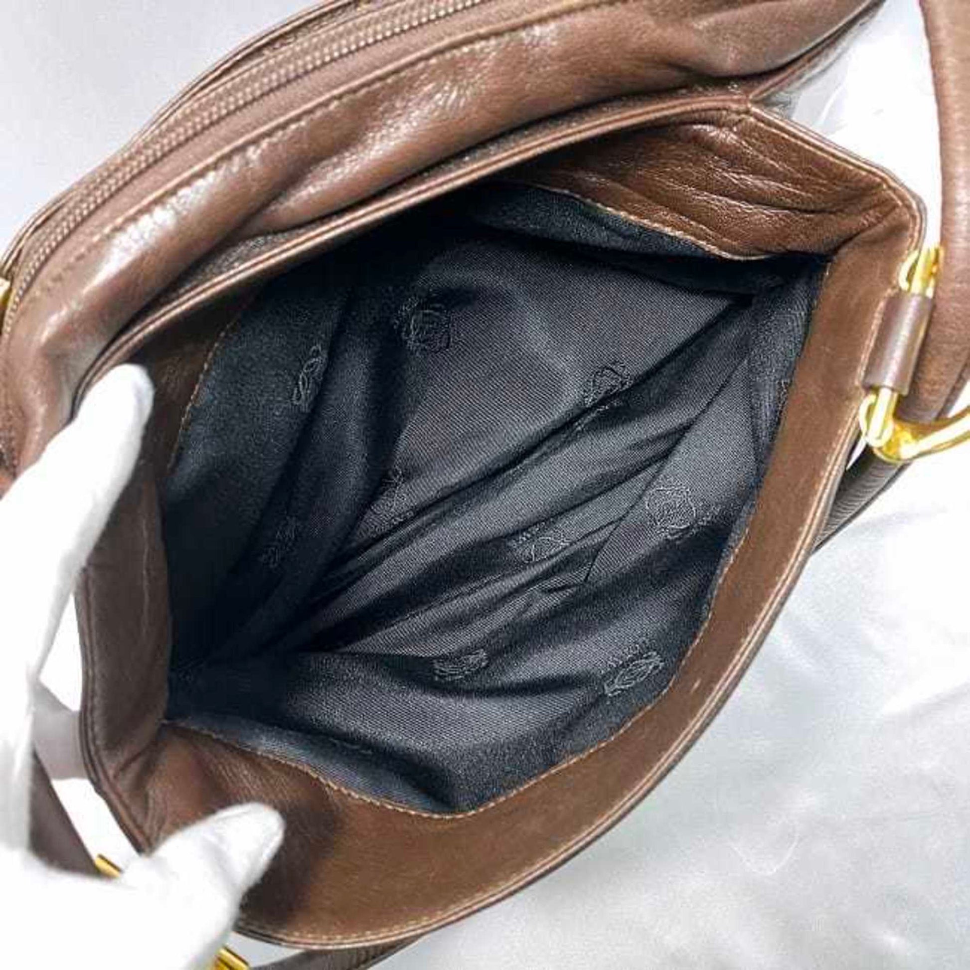 Loewe, Brown, Leather, shoulder