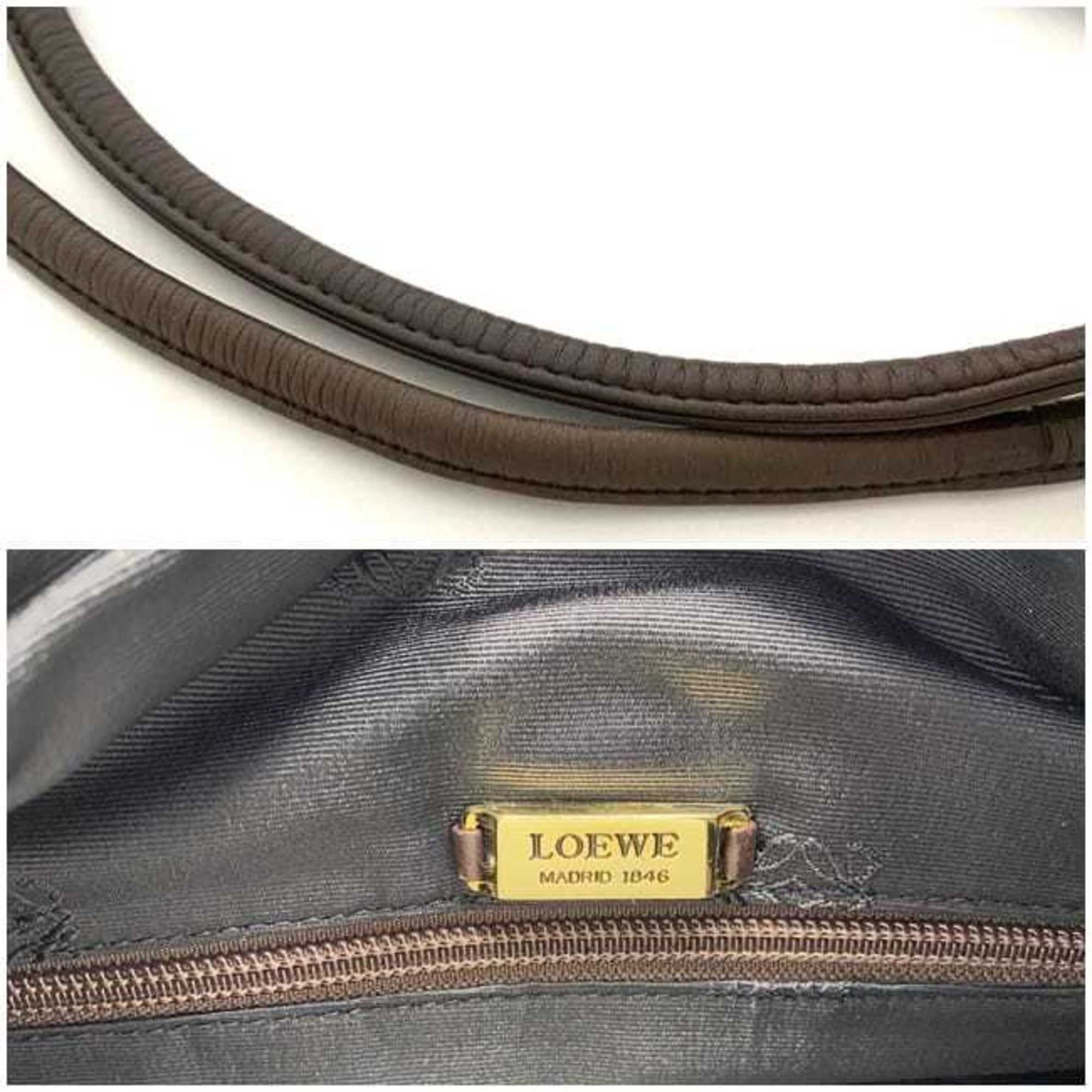 Loewe, Brown, Leather, shoulder