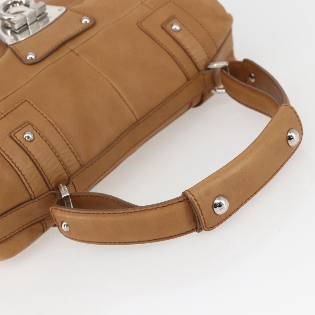 Salvatore Ferragamo Gancini Leather, Brown, Leather, Shoulder Bag