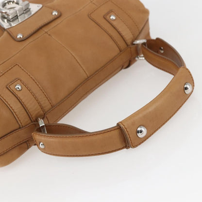 Salvatore Ferragamo Gancini Leather, Brown, Leather, Shoulder Bag
