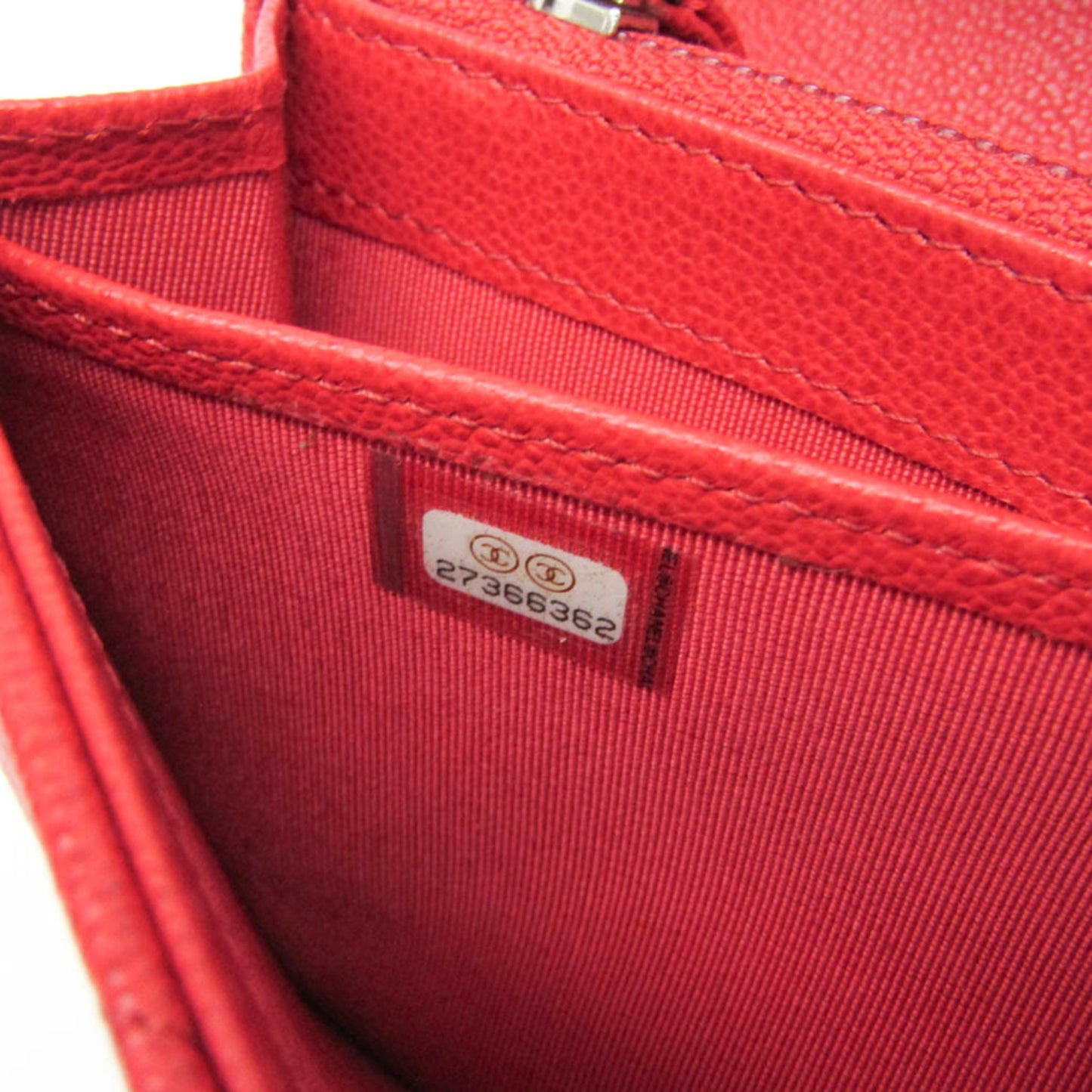 Chanel CC Box Gusset Flap Quilted Calfskin, Red, Leather, Wallet