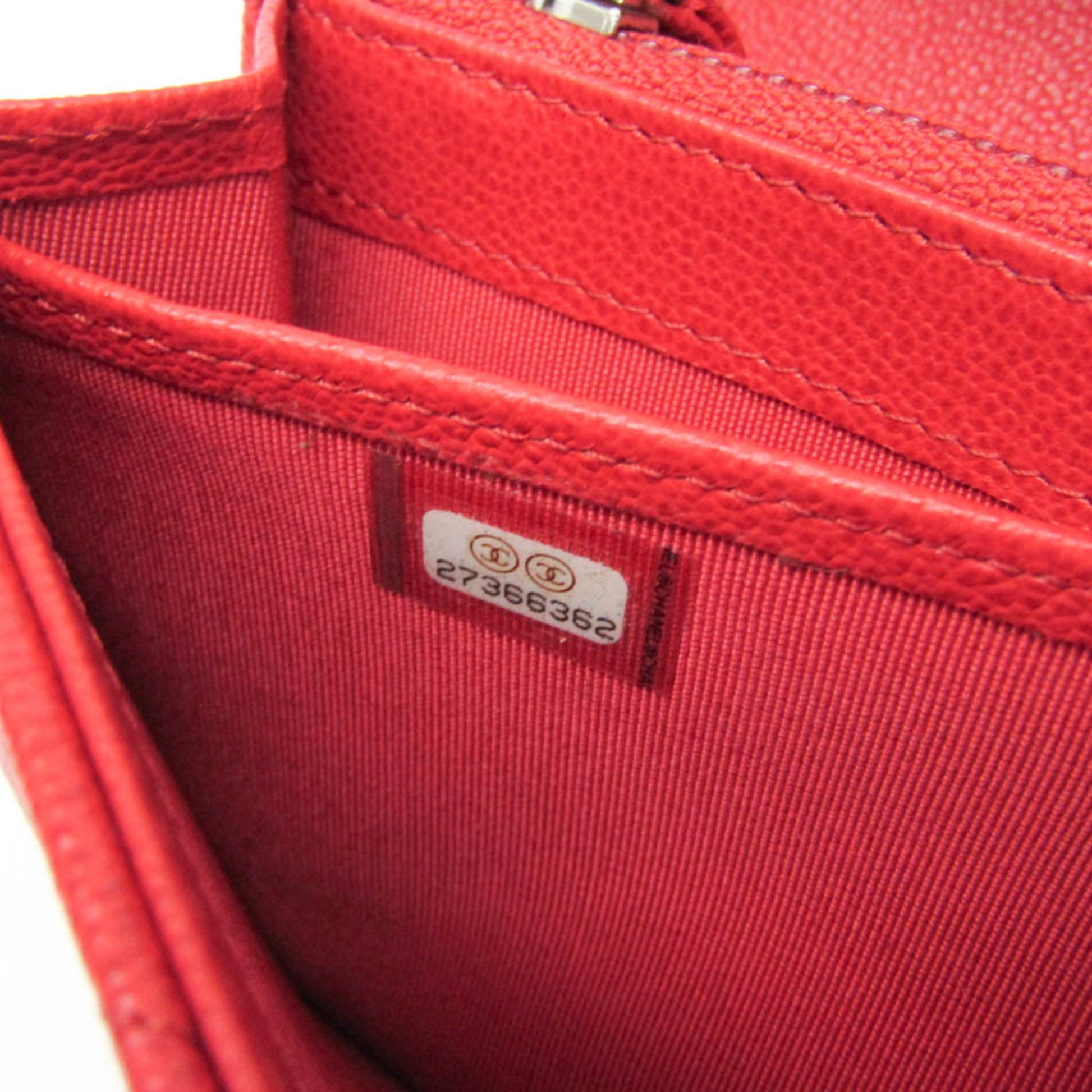 Chanel CC Box Gusset Flap Quilted Calfskin, Red, Leather, Wallet