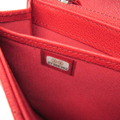 Chanel CC Box Gusset Flap Quilted Calfskin, Red, Leather, Wallet