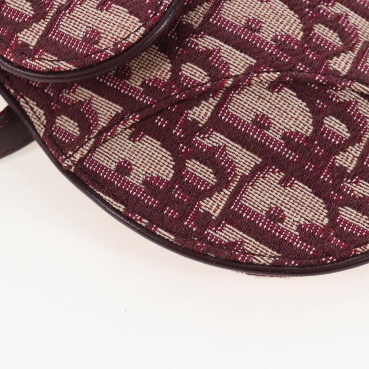Christian Dior Saddle Belt Oblique Canvas, Burgundy, Canvas, Handbag