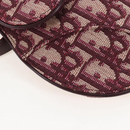 Christian Dior Saddle Belt Oblique Canvas, Burgundy, Canvas, Handbag