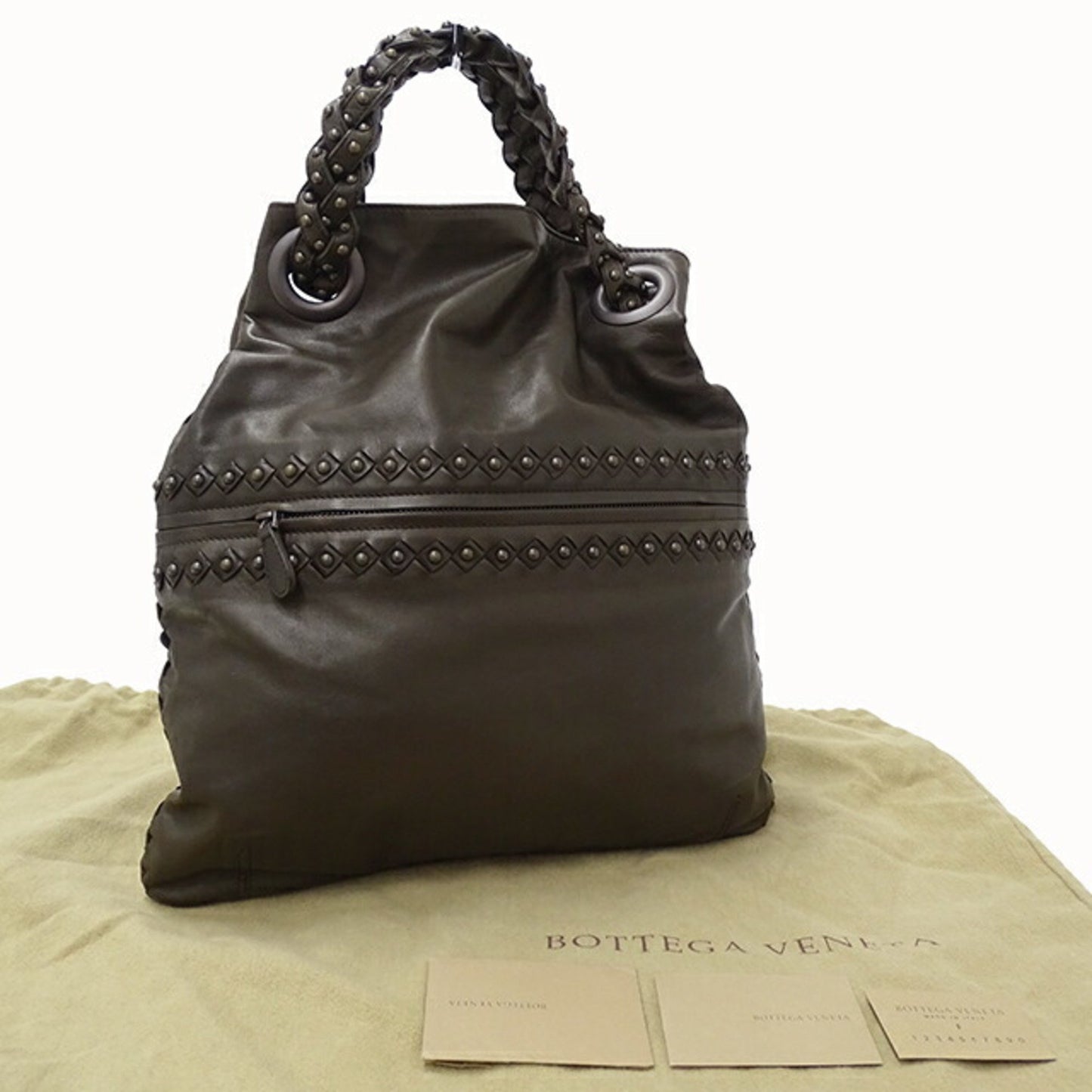 Bottega Veneta Intrecciato, Brown, Leather, handbag