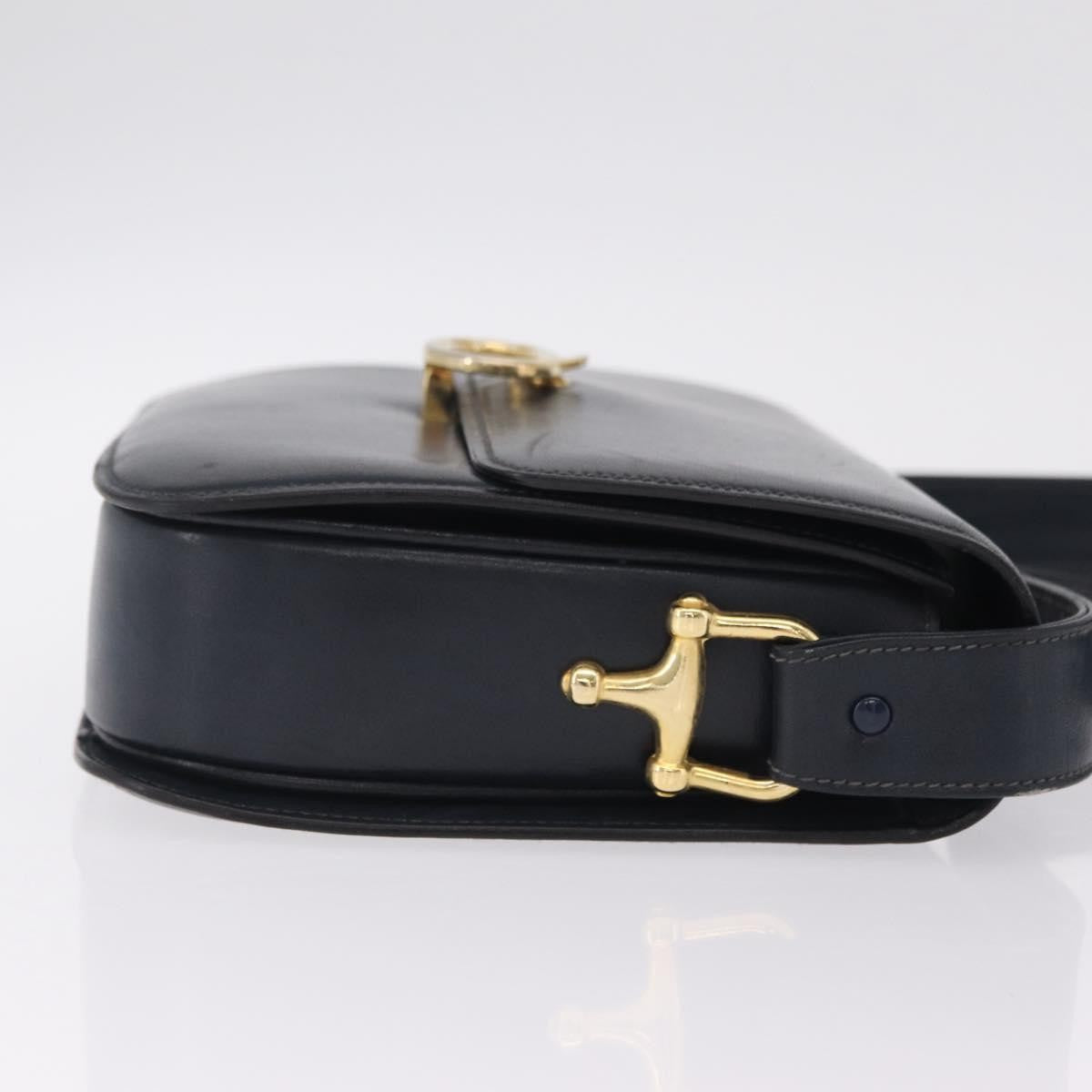 Celine Shoulder Leather, Navy, Leather, Shoulder Bag