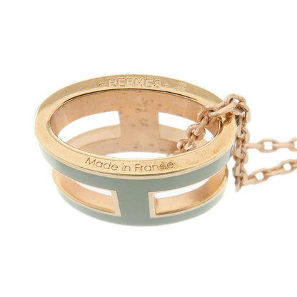 Hermes Pop H Pendant Chain Metal and Enamel, Pink, Rose Gold, Necklace