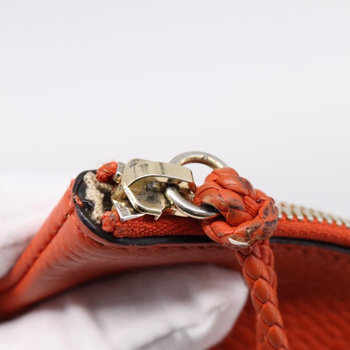 Gucci Bamboo Zip Pouch (Outlet) Leather, Orange, Leather, Clutch