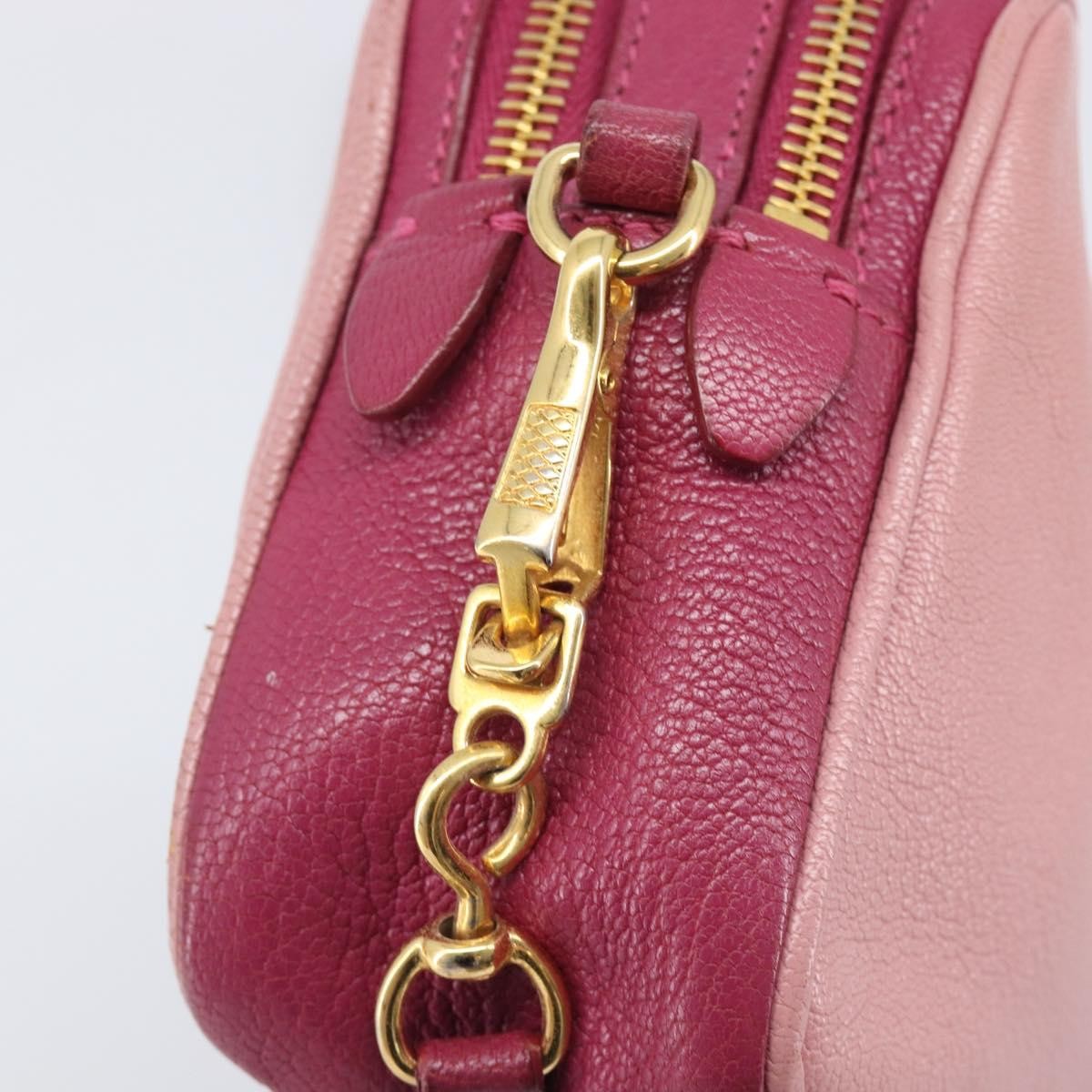 Miu Miu Madras Double Zip Leather, Pink, Leather, Crossbody Bag