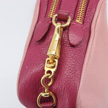Miu Miu Madras Double Zip Leather, Pink, Leather, Crossbody Bag