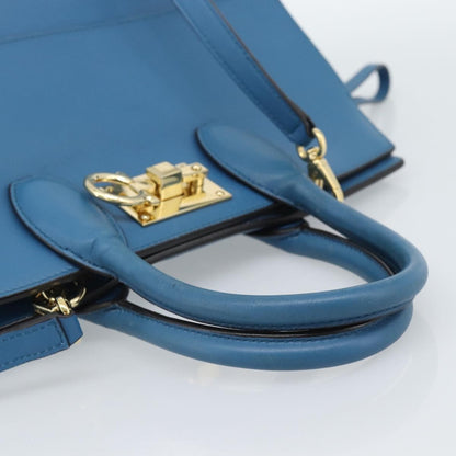 Salvatore Ferragamo Studio Portfolio Leather, Blue, Leather, Briefcase