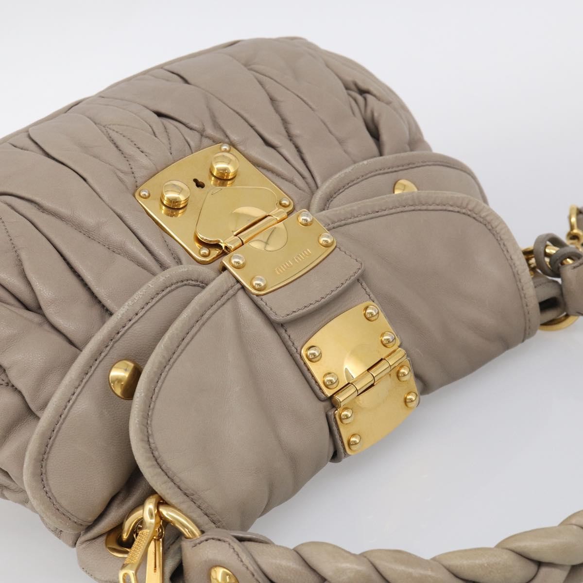 Miu Miu Coffer Hobo Matelasse Leather, Beige, Leather, Handbag