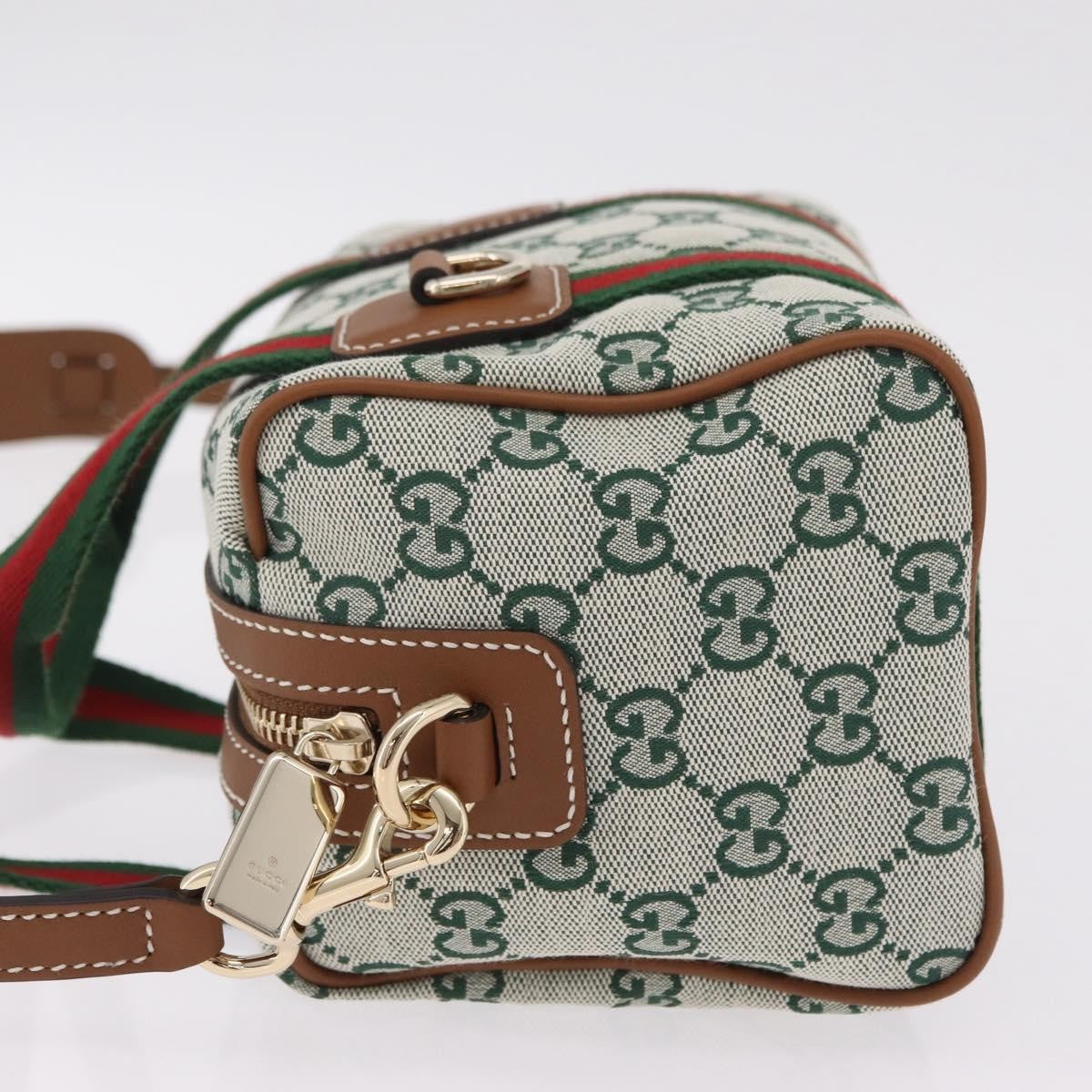 Gucci Web Boston GG Canvas, Green, Canvas, Handbag