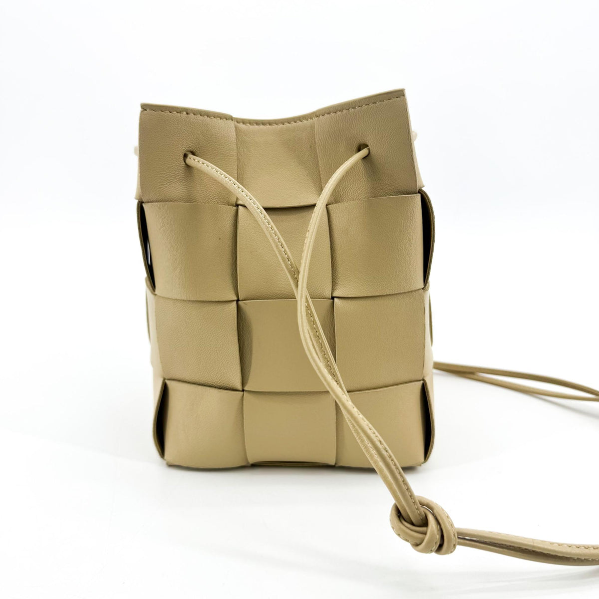 Bottega Veneta Cassette Leather, Beige, Leather, Shoulder Bag