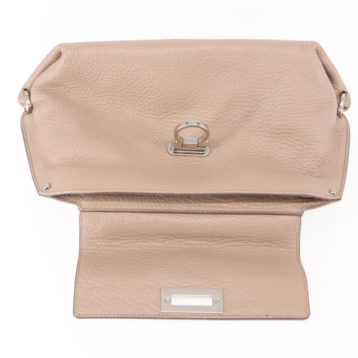 Salvatore Ferragamo Sofia Satchel Grainy Leather, Beige, Leather, Handbag