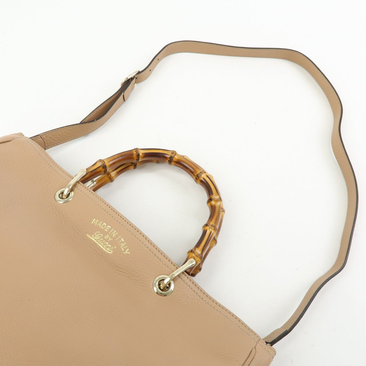 Gucci Bamboo Shopper Leather, Beige, Leather, Tote Bag