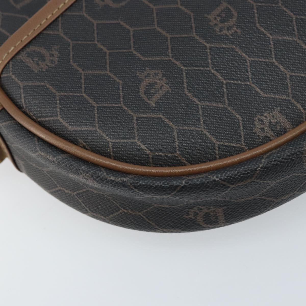 Christian Dior Vintage Honeycomb Canvas and Leather, Black, Canvas, Shoulder Bag