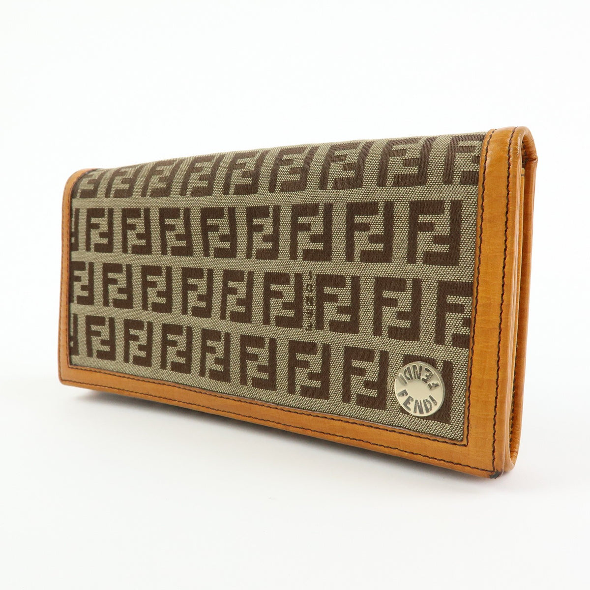 Fendi Bifold Zucca Coated Canvas, Beige, Canvas, Wallet