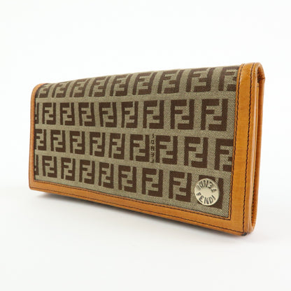 Fendi Bifold Zucca Coated Canvas, Beige, Canvas, Wallet