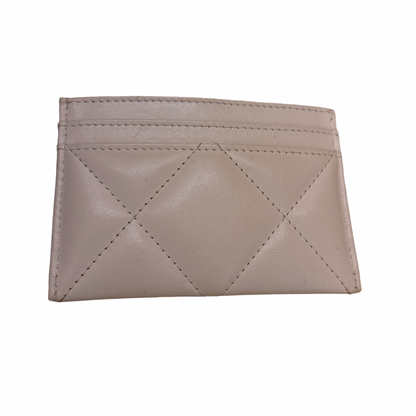 Chanel 19 Card Holder Quilted Iridescent Calfskin, White, Calfskin, Card Holder