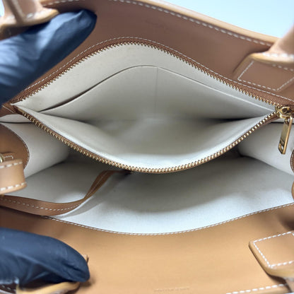 Celine Vertical Cabas Canvas with Leather, White, Canvas, Tote Bag