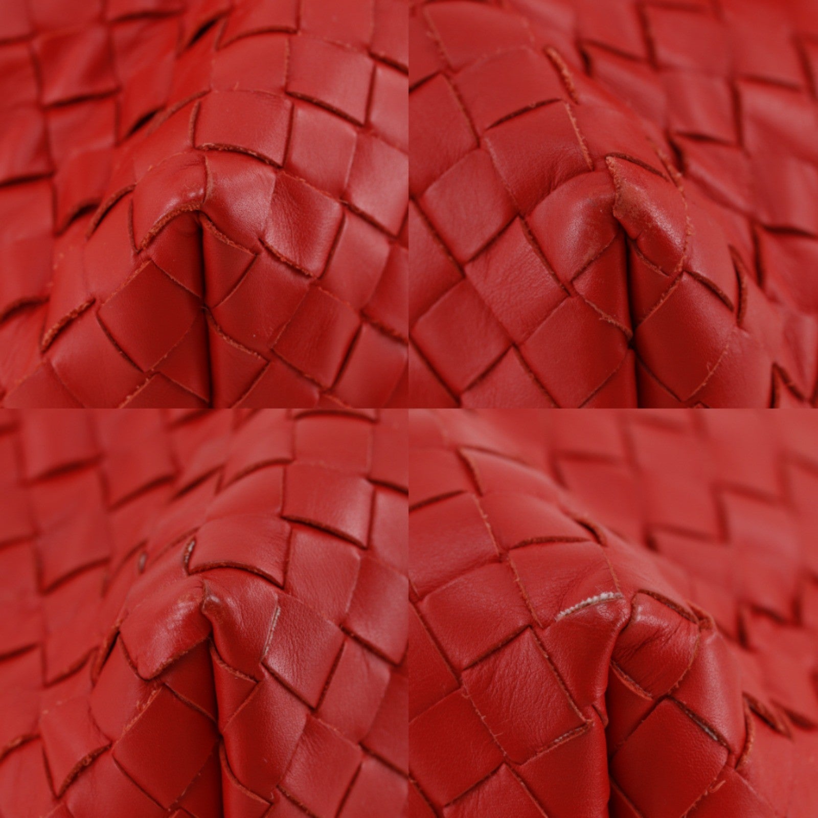 Bottega Veneta Intrecciato Shoulder Leather, Red, Calfskin, Shoulder Bag
