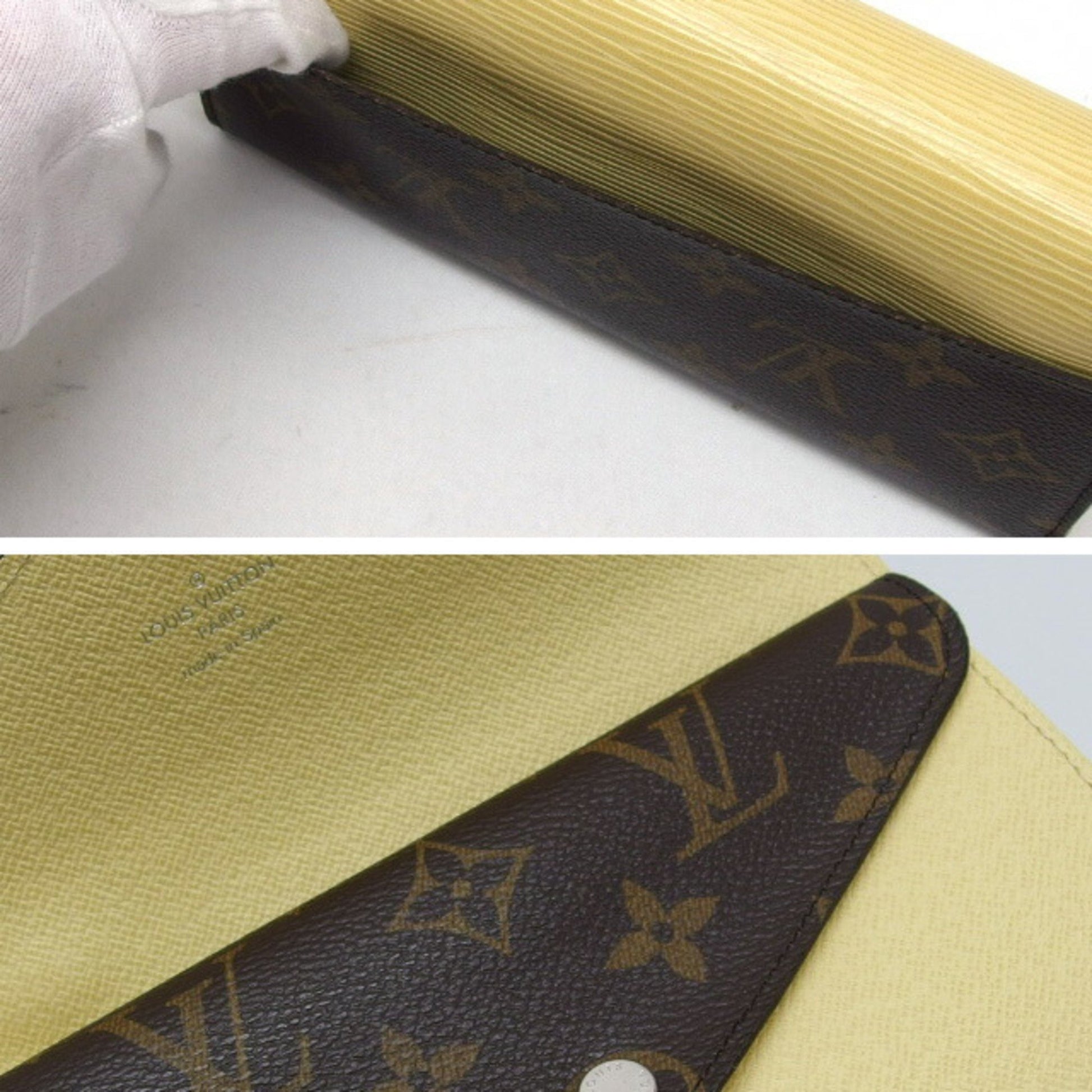 Louis Vuitton Sarah, Yellow, Canvas, wallet