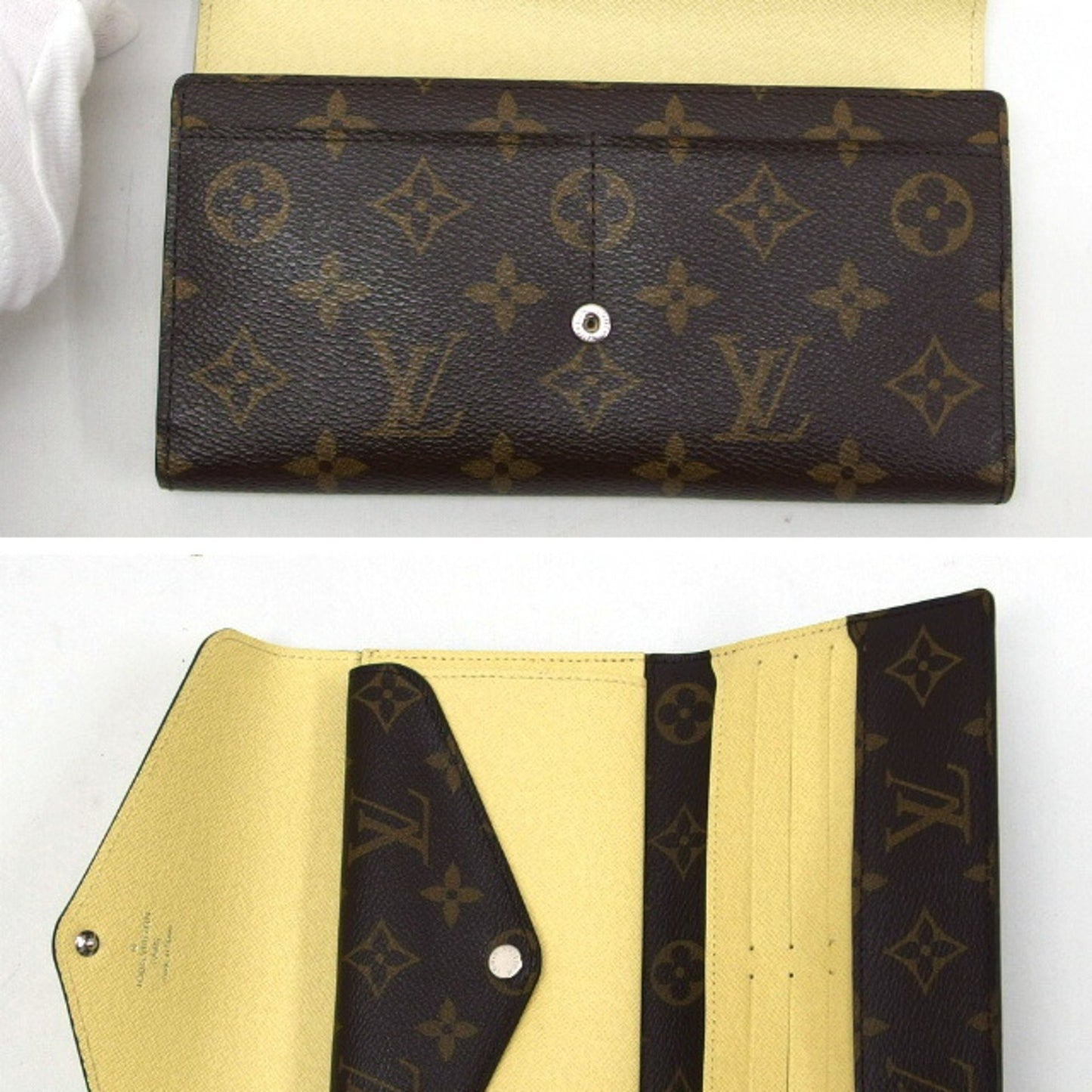 Louis Vuitton Sarah, Yellow, Canvas, wallet