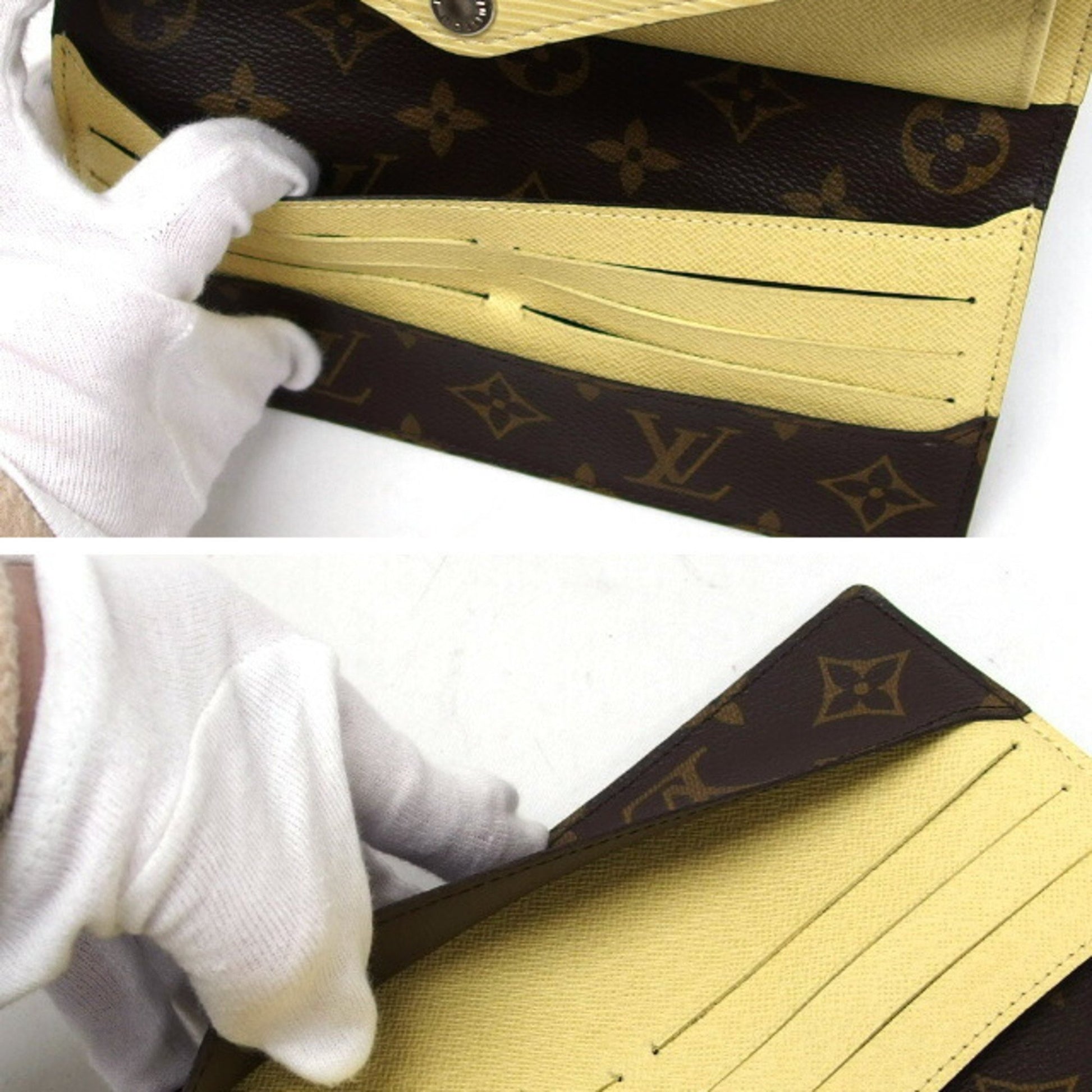 Louis Vuitton Sarah, Yellow, Canvas, wallet