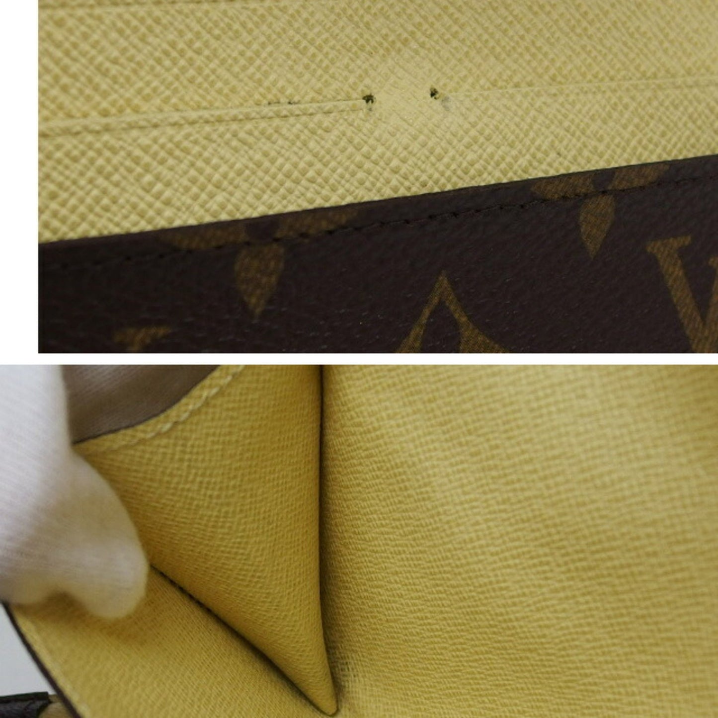 Louis Vuitton Sarah, Yellow, Canvas, wallet