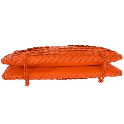 Bottega Veneta Intrecciato Shoulder Leather, Orange, Leather, Shoulder Bag