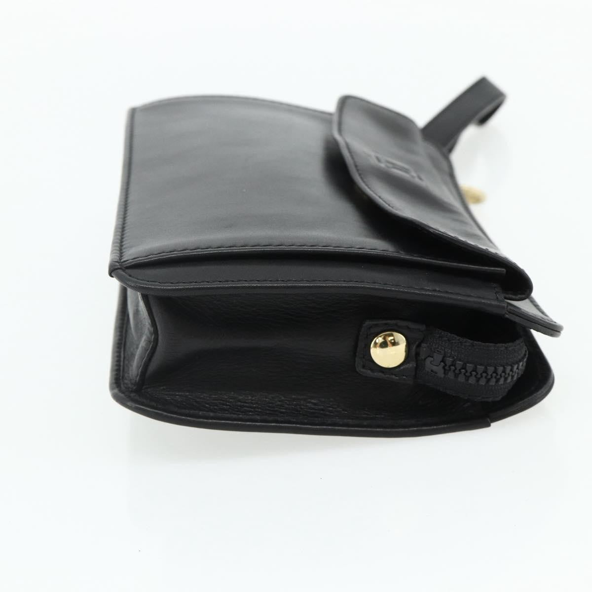 Celine Zip Clutch Leather, Black, Leather, Clutch