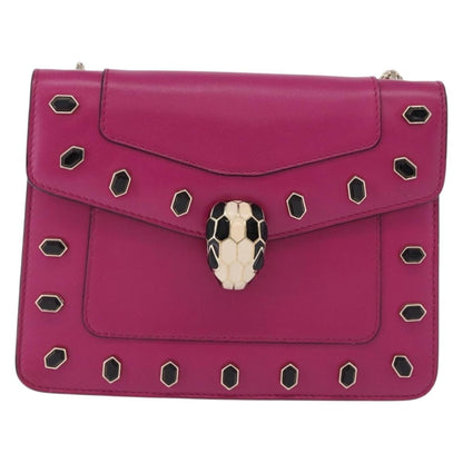 Bvlgari Serpenti Forever Embellished Leather, Pink, Leather, Shoulder Bag