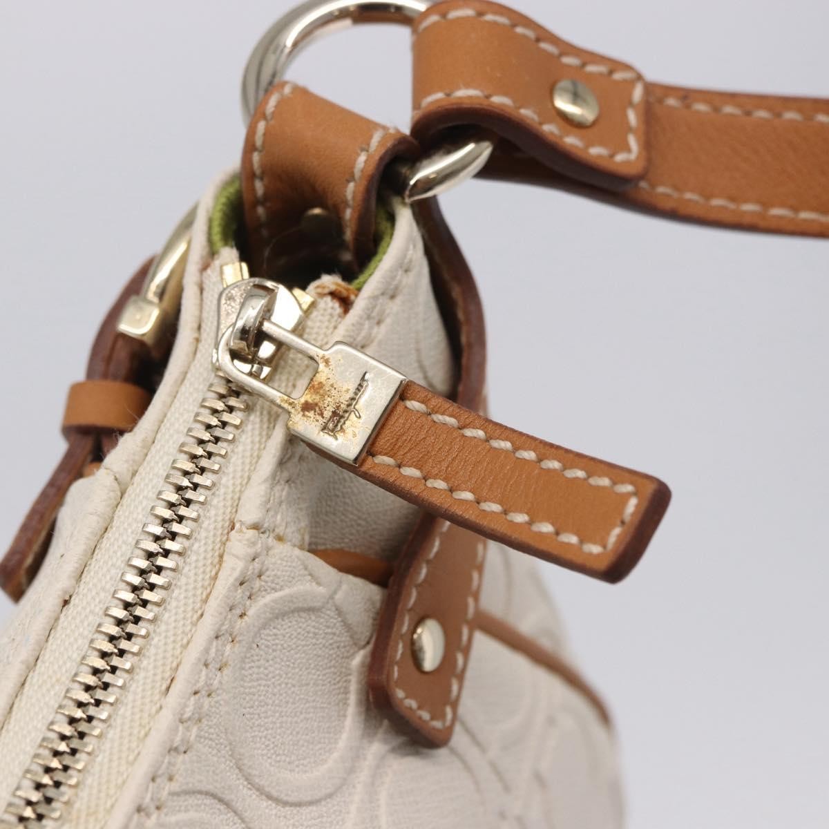 Salvatore Ferragamo Gancini Canvas and Leather, White, Canvas, Clutch