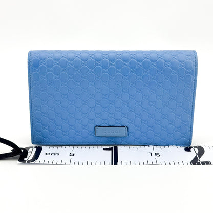 Gucci Wallet on Strap Microguccissima Leather, Blue, Leather, Crossbody Bag