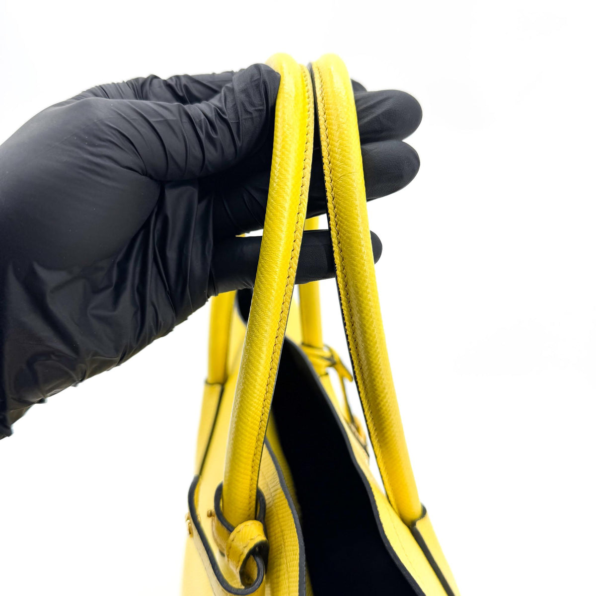Prada Cuir Double Saffiano Leather, Yellow, Leather, Tote Bag