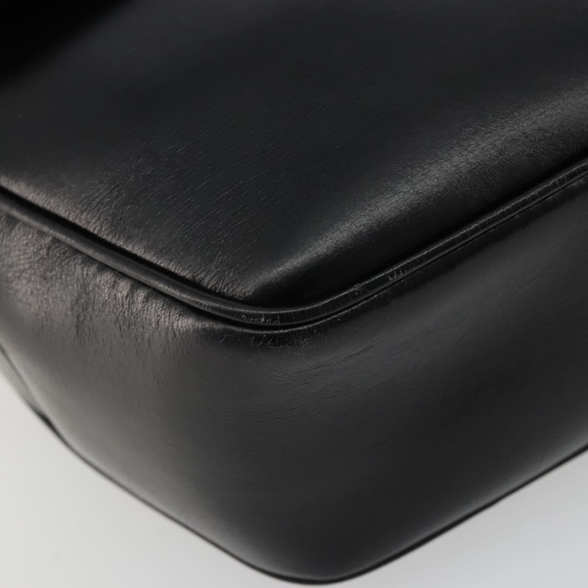 Celine Circle Logo Leather, Black, Leather, Shoulder Bag
