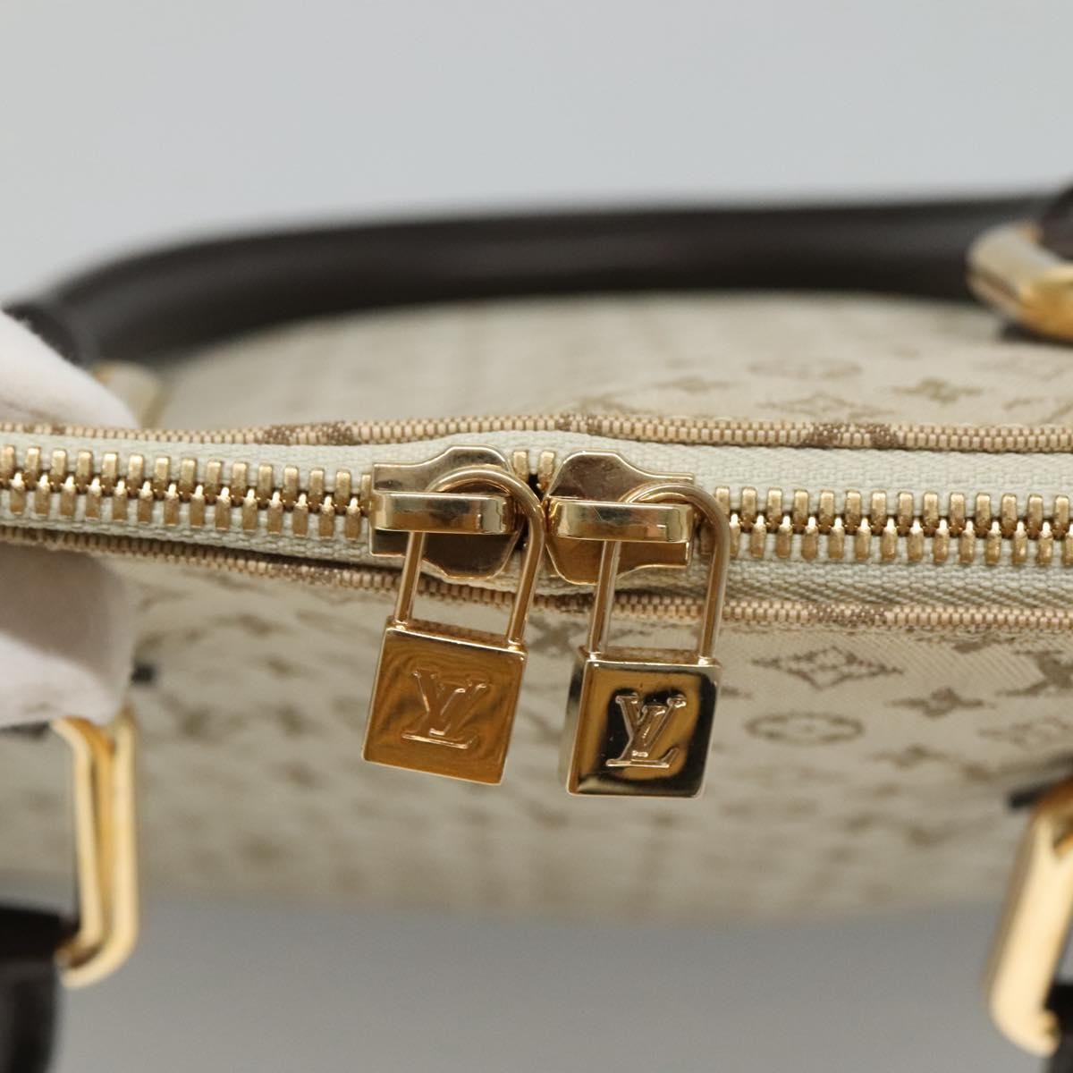Louis Vuitton Alma Mini Lin Monogram, Khaki, Canvas, Handbag