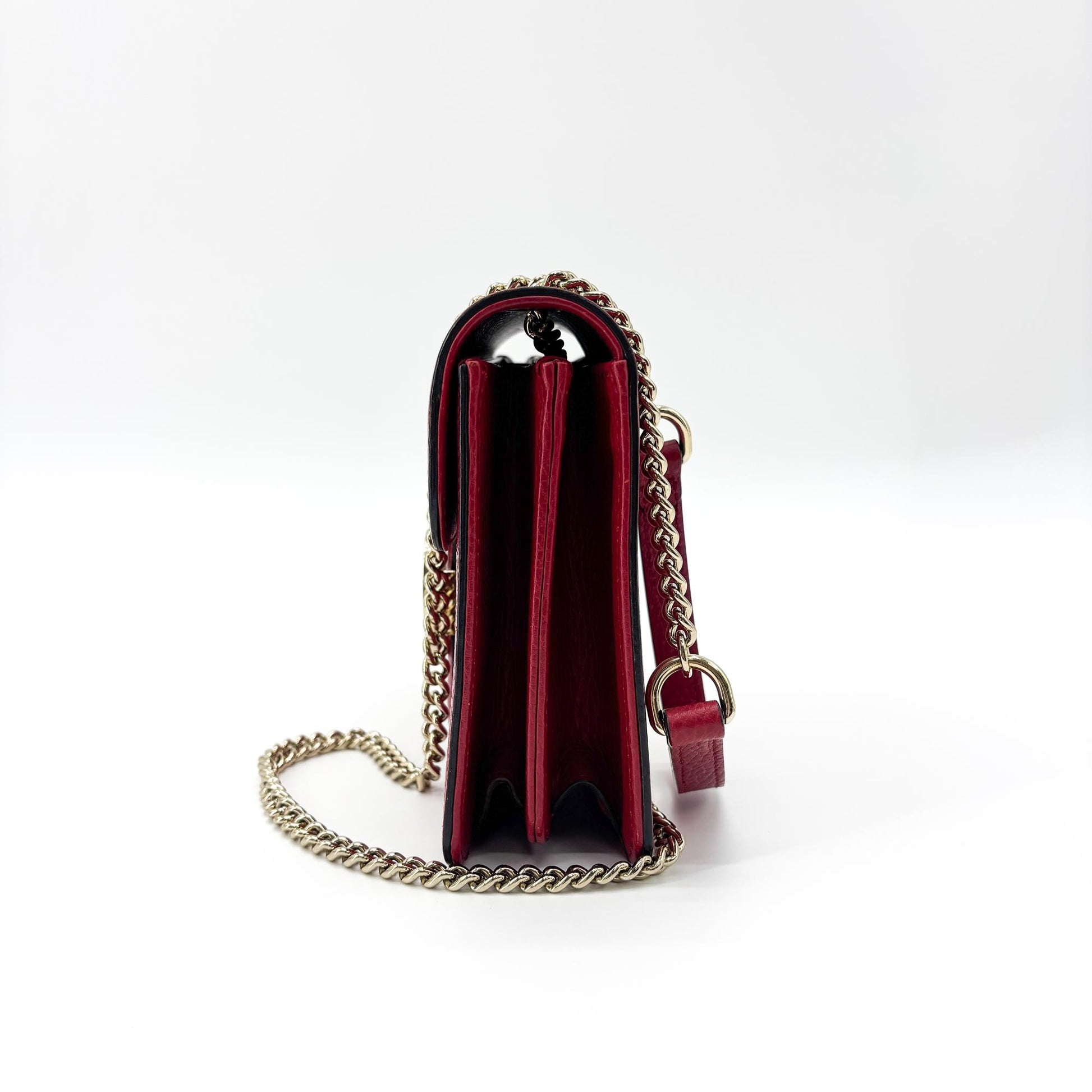 Gucci Interlocking Leather, Red, Leather, Shoulder Bag