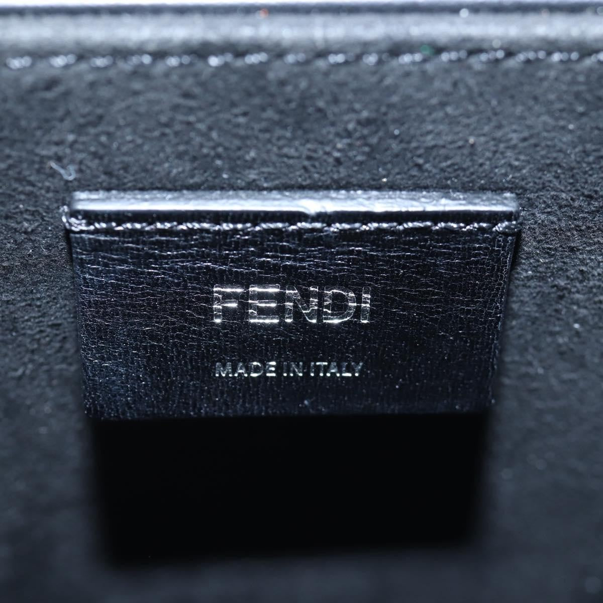 Fendi Logo Vertical Box Leather, Black, Leather, Shoulder Bag