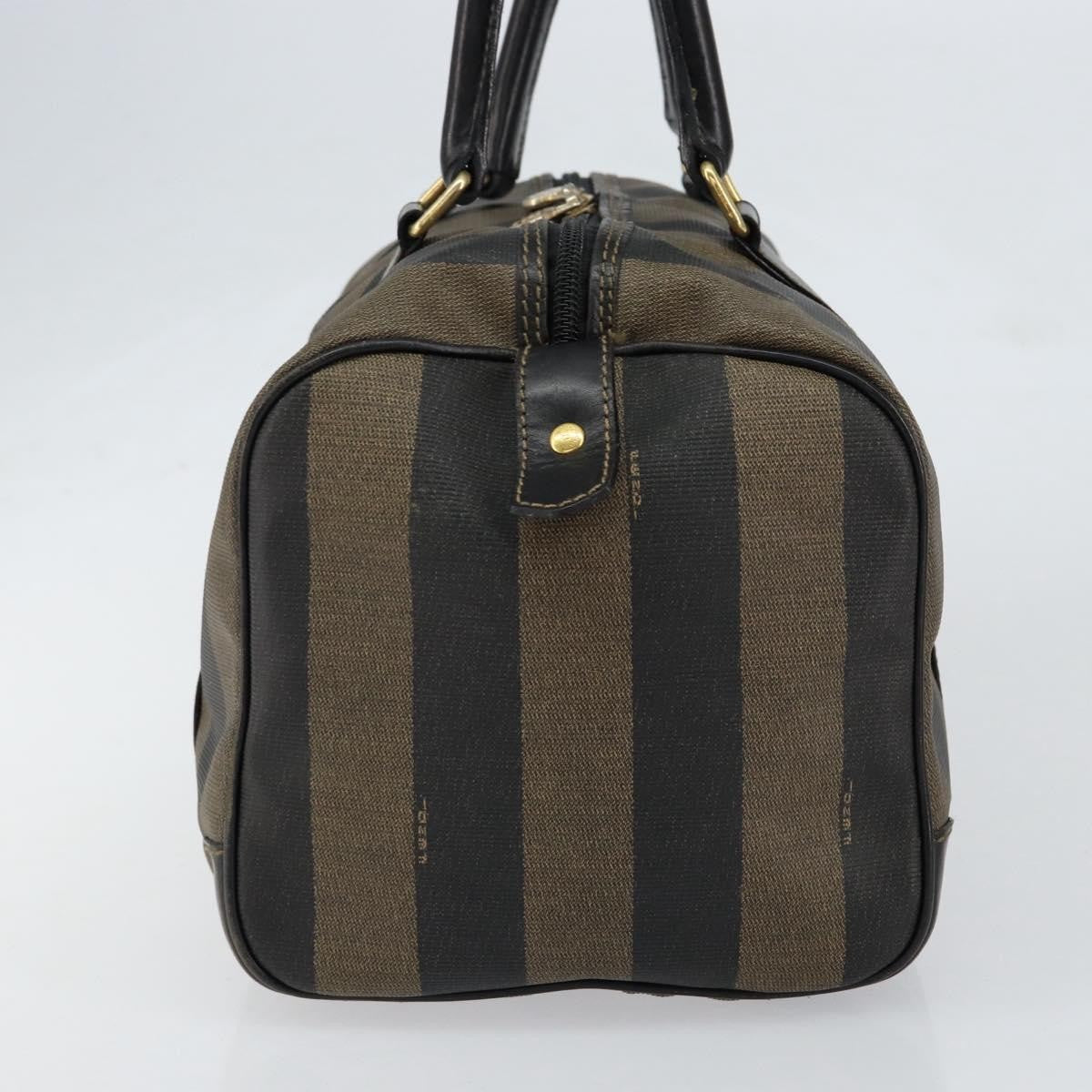 Fendi Vintage Pequin Boston Coated Canvas, Brown, Canvas, Handbag