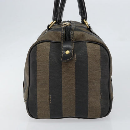 Fendi Vintage Pequin Boston Coated Canvas, Brown, Canvas, Handbag