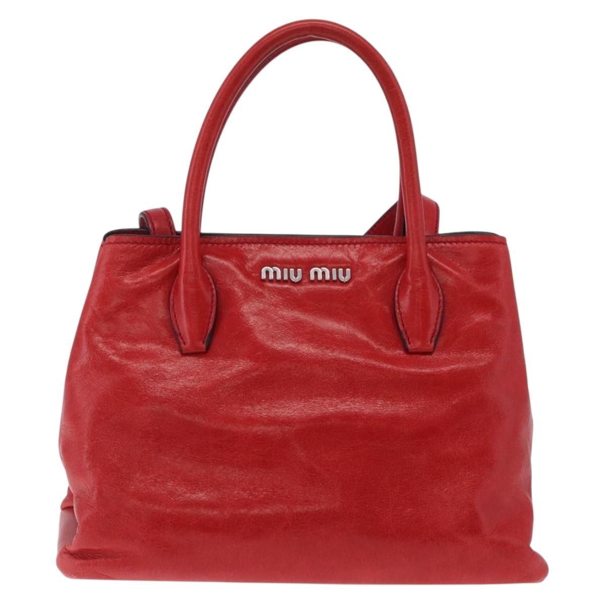 Miu Miu Convertible Vitello Shine, Red, Leather, Tote Bag