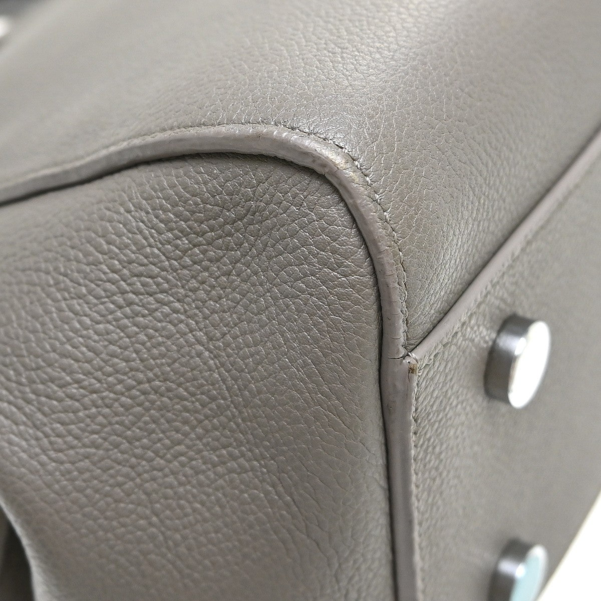 Saint Laurent Rive Gauche Cabas Leather, Gray, Calfskin, Handbag