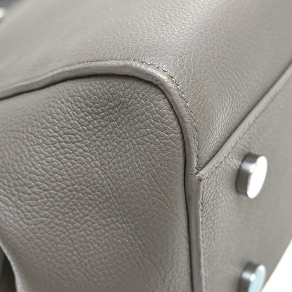 Saint Laurent Rive Gauche Cabas Leather, Gray, Calfskin, Handbag