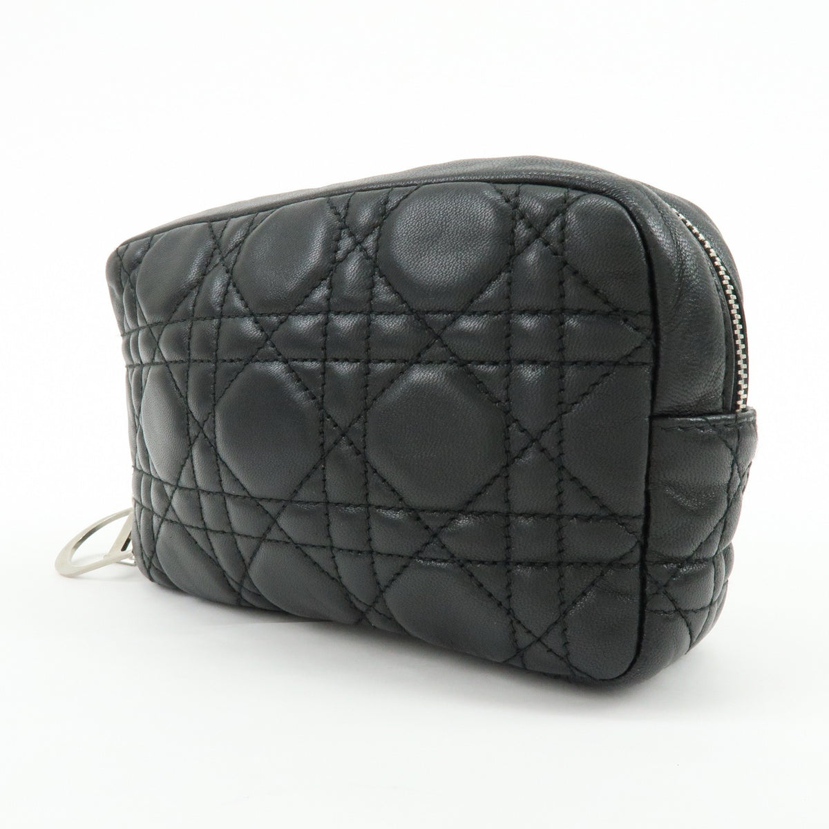 Christian Dior Lady Dior Cannage Quilt Leather, Black, Leather, Wallet