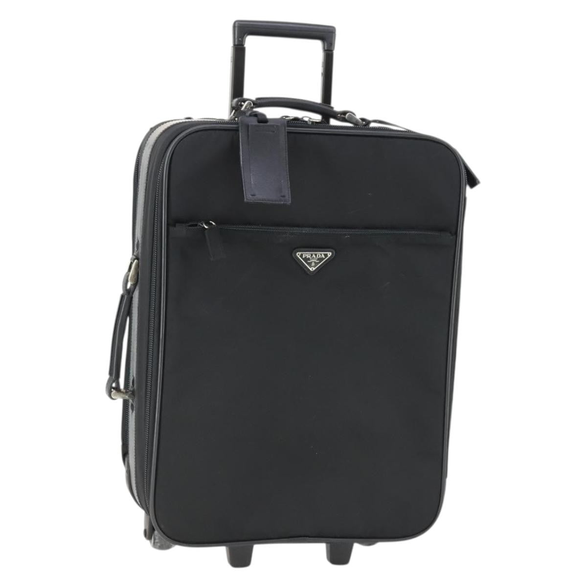 Prada Trolley Rolling Luggage Tessuto and Saffiano Leather, Black, Nylon, Travel Bag