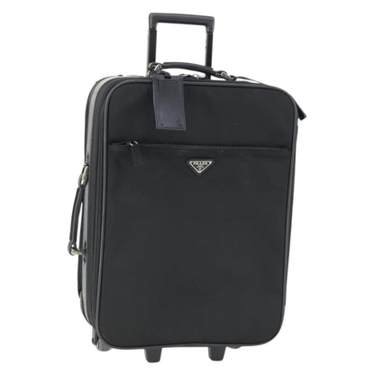 Prada Trolley Rolling Luggage Tessuto and Saffiano Leather, Black, Nylon, Travel Bag